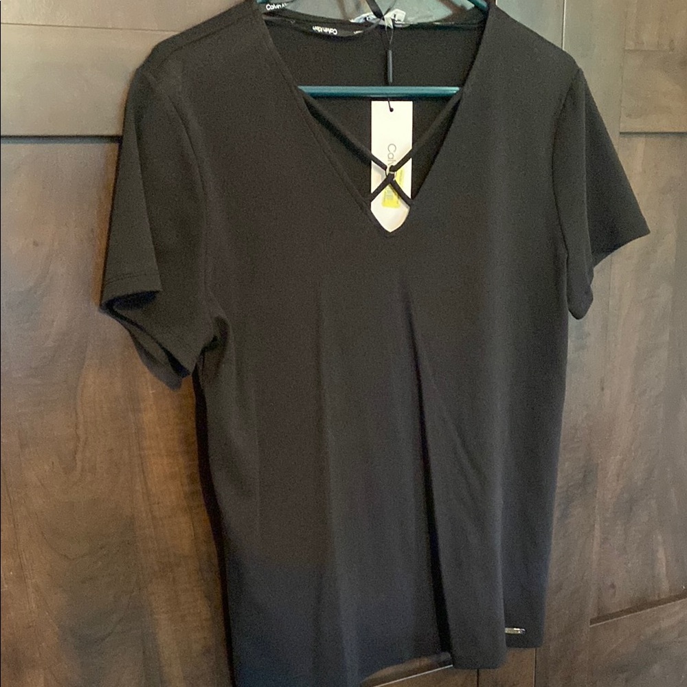 Calvin Klein Black Short Sleeve Cut Out Tee